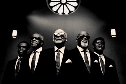 blind boys of alabama in suits wearing sunglasses